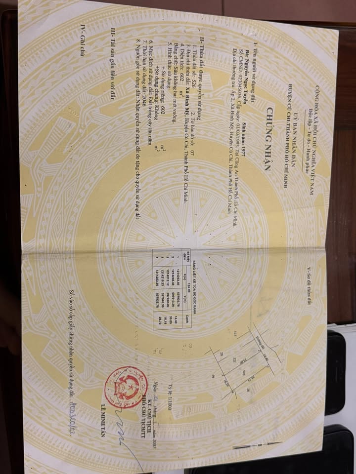 Đất thổ cư Củ Chi 605m² - Đầu tư sinh lời tiềm năng!