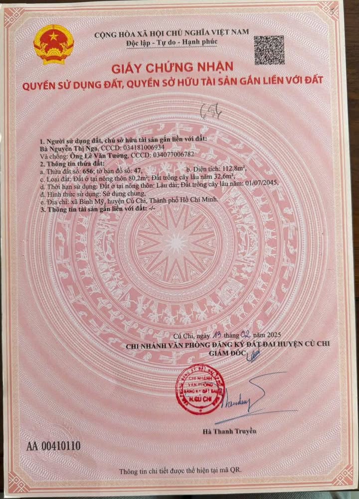 Đất thổ cư Bình Mỹ, Củ Chi 111.32m² giá 2.75 tỷ - Sổ hồng riêng, xây dựng tự do!