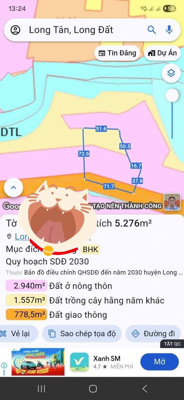 Đất nền 5 sào tại Long Tân, Đất Đỏ - Giá 7,5 tỷ - Sổ hồng chính chủ