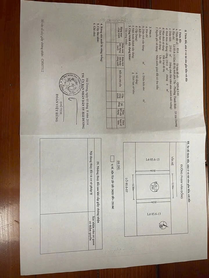 Biệt thự Trường An Hải Dương 250m² giá 6.25 tỷ - Đường Phạm Văn Đồng, vị trí đắc địa!