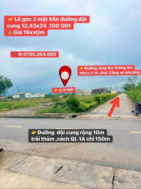 Đất lô góc 2 mặt tiền Đường Đội Cung, Hoành Sơn 298m² chỉ 16.x triệu/m² - Cơ hội đầu tư tuyệt vời!