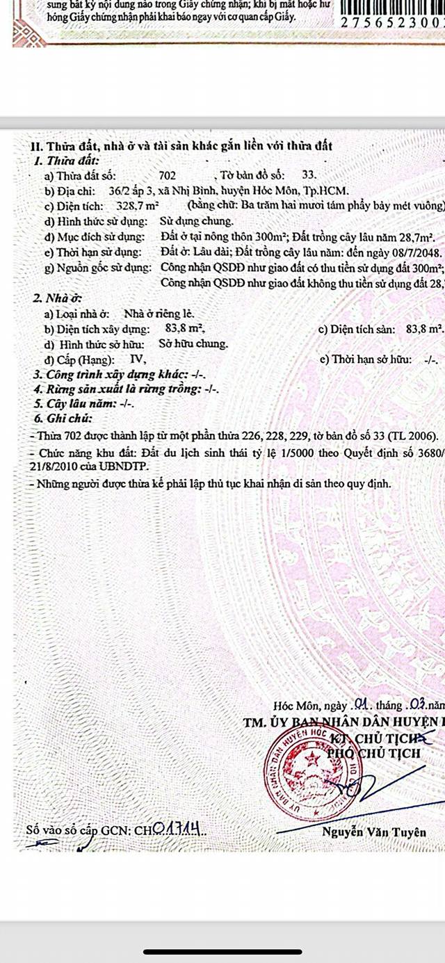 Đất thổ cư Nhị Bình Hóc Môn 330m² giá thương lượng - Tiềm năng đầu tư cao!