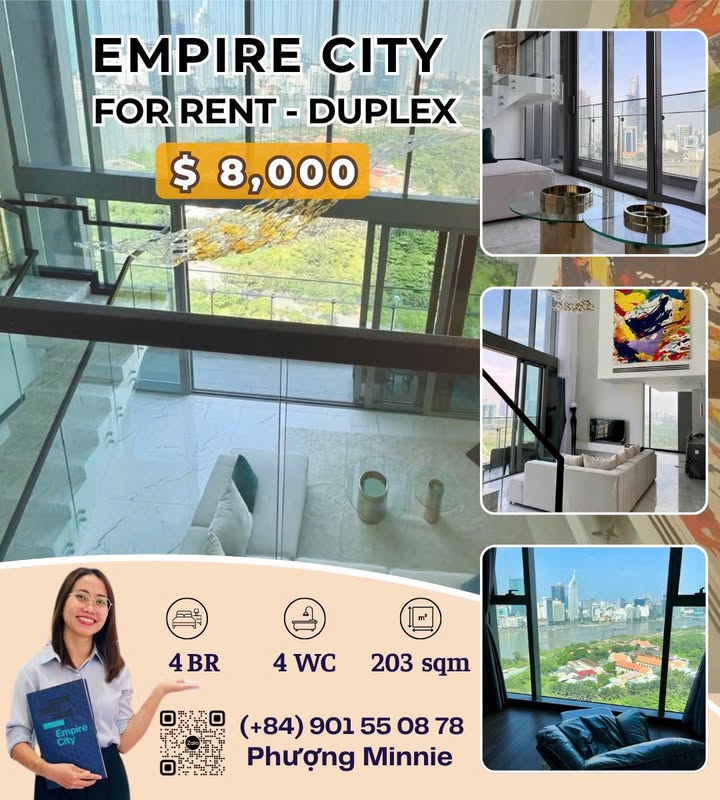 Căn hộ Duplex Empire City Thủ Thiêm 203m² giá 8 triệu - Nơi tận hưởng không gian sống đẳng cấp!