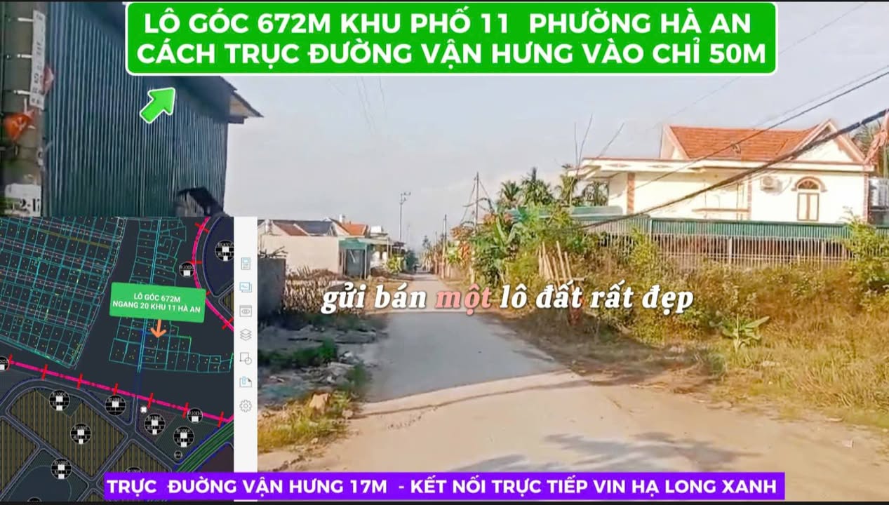 Đất lô góc 672m² tại Hà An, Quảng Ninh - Sát dự án Hạ Long Xanh, cơ hội đầu tư không thể bỏ qua!