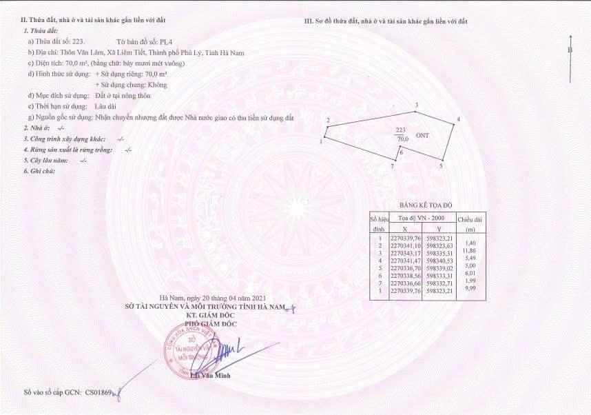 Đất nền Liêm Tiết, Phủ Lý, Hà Nam 100m² - Giá chỉ 1.6 tỷ VND, cơ hội đầu tư hấp dẫn!