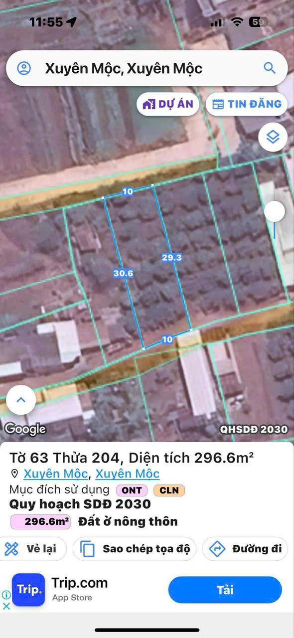 Lô đất Xuyên Mộc, Bà Rịa - Vũng Tàu 300m² giá 1.45 tỷ - Mặt tiền trước và sau!