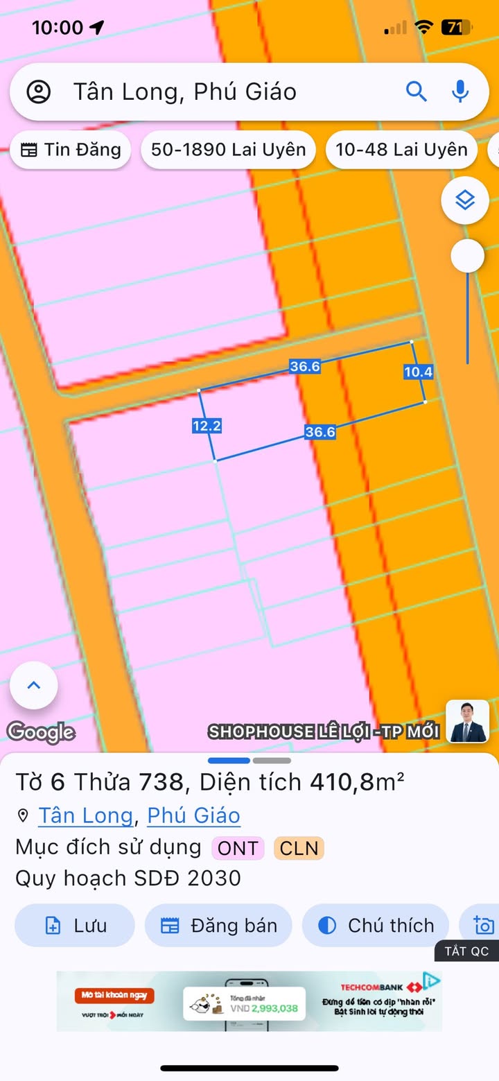 Đất lô góc 2 mặt đường ĐT750, xã Tân Long, Phú Giáo - Đầu tư sinh lời tuyệt vời!