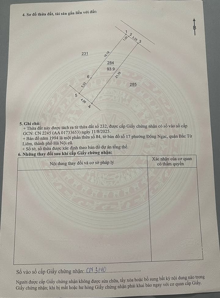 Đất nền chính chủ tại phường Đông Ngạc, quận Bắc Từ Liêm - Diện tích 94m² - Giá thỏa thuận!