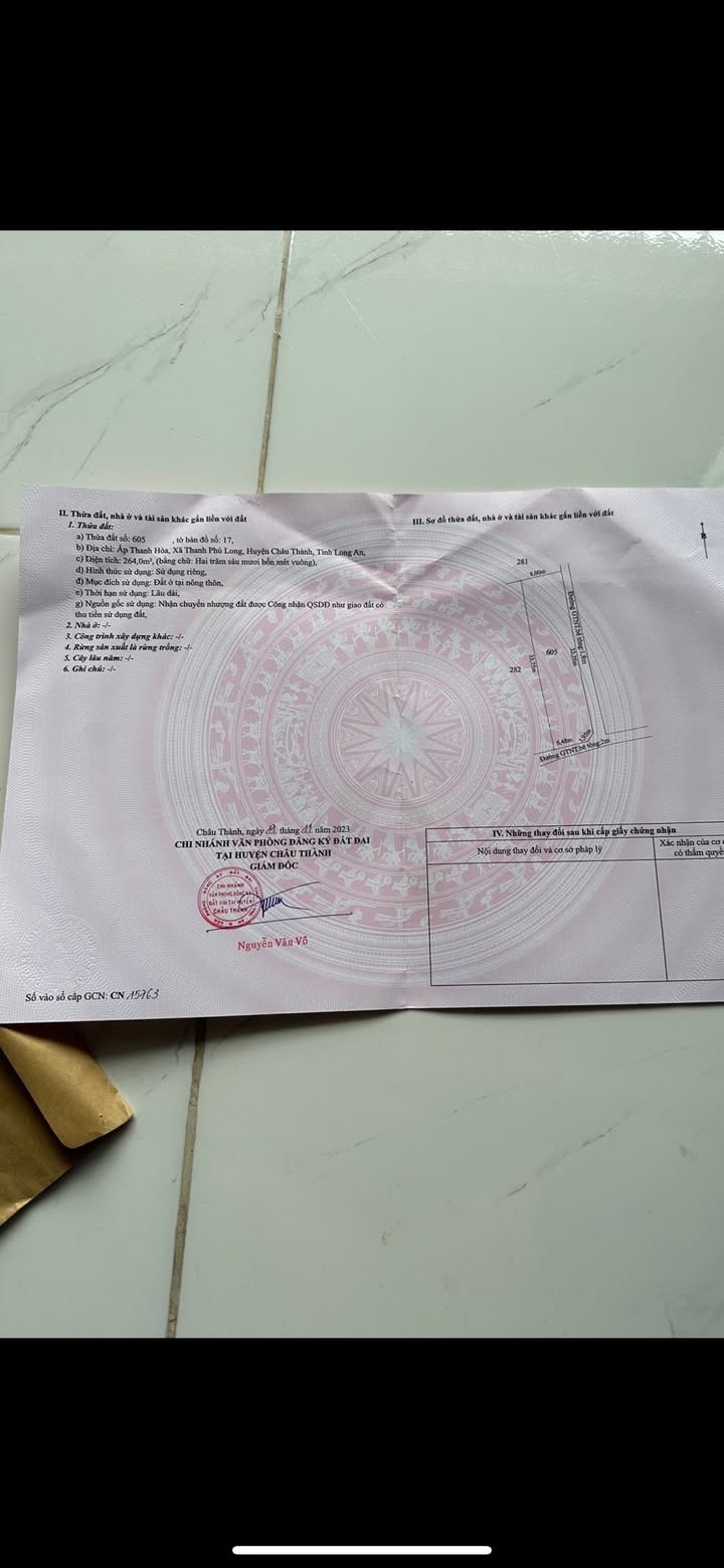 Đất nền xã Thuận Mỹ, Châu Thành, Tây Ninh 264m² giá 480 triệu - Đầu tư sinh lời ngay!