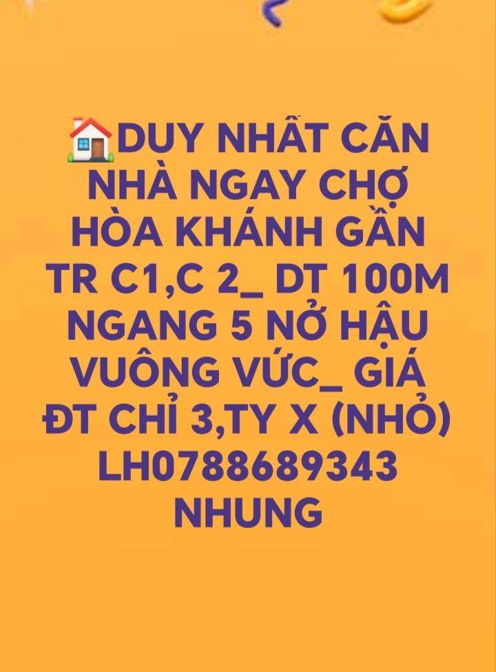 Nhà riêng Hòa Khánh Bắc, Đà Nẵng 100m² giá 3 tỷ - Vị trí đắc địa gần chợ!