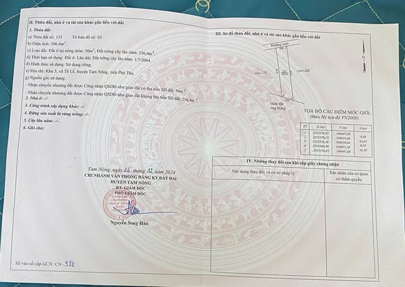 Đất nền Tề Lễ, Tam Nông 306m² - Vị trí đắc địa gần chợ và trường học!