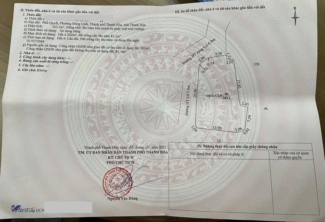 Đất nền phường Đông Lĩnh, Thanh Hóa 343m² giá 3.9 tỷ - Đầu tư sinh lời ngay!