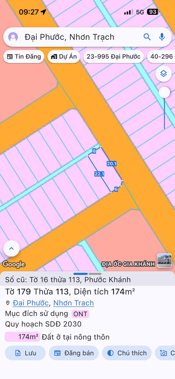 Đất nền lô góc Đại Phước 174m² giá 6.5 tỷ - Sổ đỏ chính chủ, vị trí đắc địa!