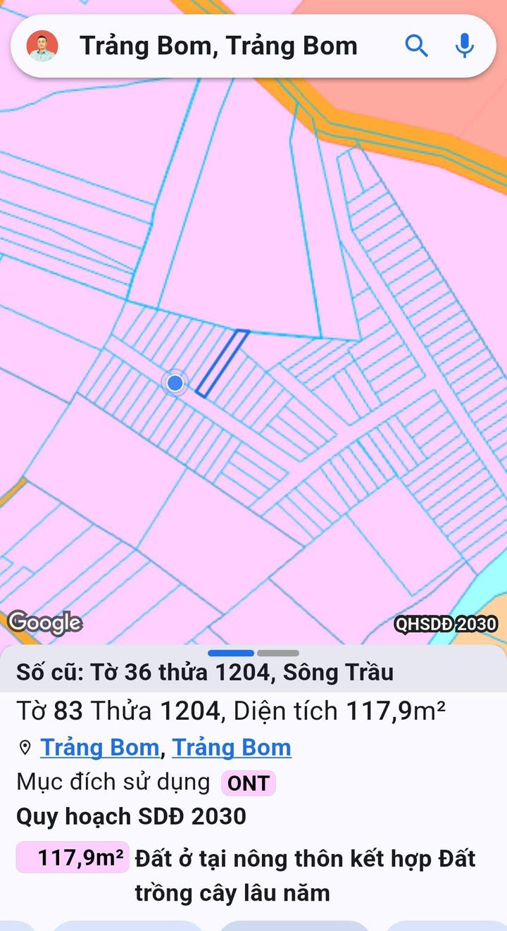 Đất thổ cư xã Trảng Bom, 117.9m² giá 890 triệu - Cơ hội đầu tư tuyệt vời!