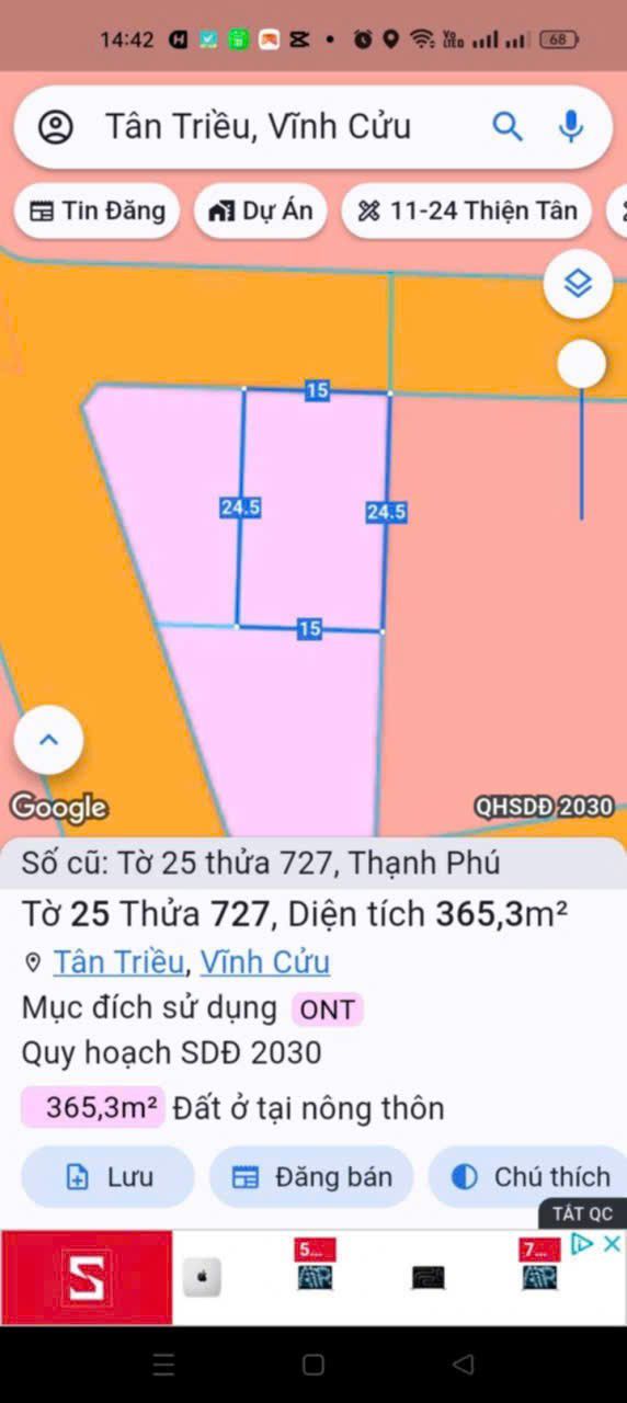 Biệt thự khu dân cư Miền Đông, xã Thạnh Phú, Vĩnh Cửu, 25m², giá chỉ 3.9 tỷ - Đầu tư sinh lời ngay!