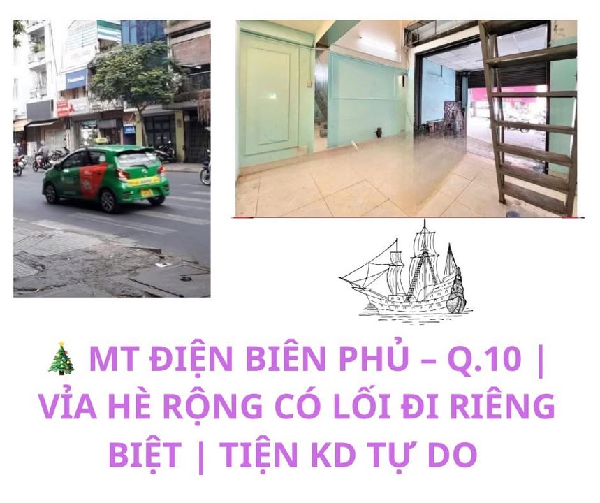 Mặt bằng cho thuê mặt tiền đường Điện Biên Phủ, quận 3 - Giá 15 triệu, vỉa hè rộng rãi!