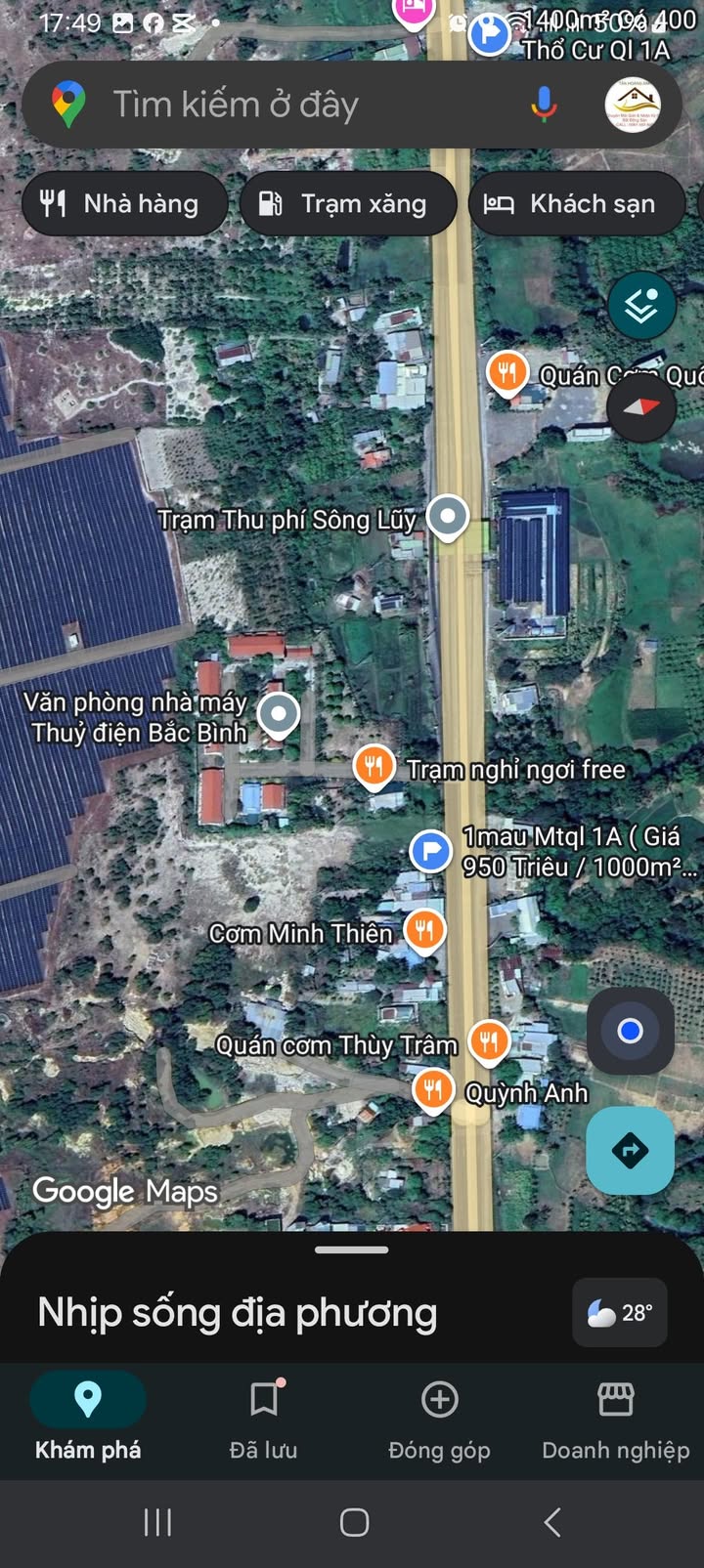 Đất thổ cư 1212m² mặt tiền Quốc lộ 1A, xã Sông Lũy giá 9.5 tỷ - Cơ hội đầu tư hấp dẫn!