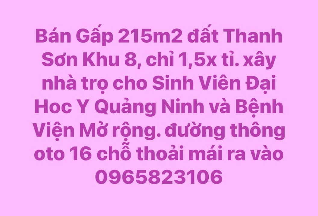 Đất nền Thanh Sơn, Uông Bí 215m² giá 1.5 tỷ - Đầu tư sinh lời ngay!