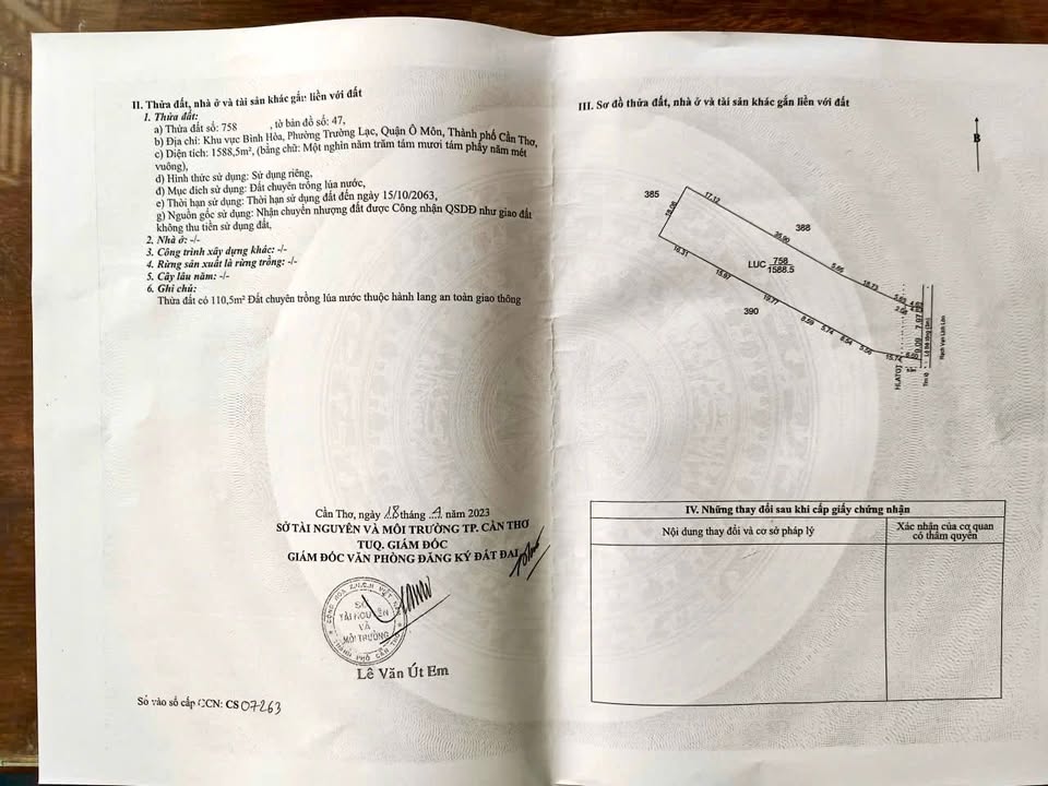 Đất mặt tiền 1588m² Phường Phước Thới, Cần Thơ - Cơ hội đầu tư tuyệt vời!
