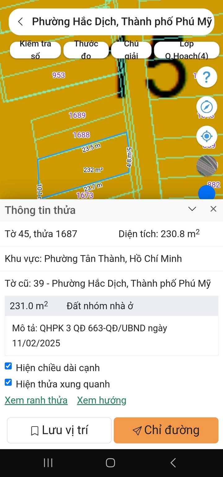 Đất thổ cư Hắc Dịch, Phú Mỹ 230m² giá 2.5 tỷ - Đường nhựa thông thoáng!