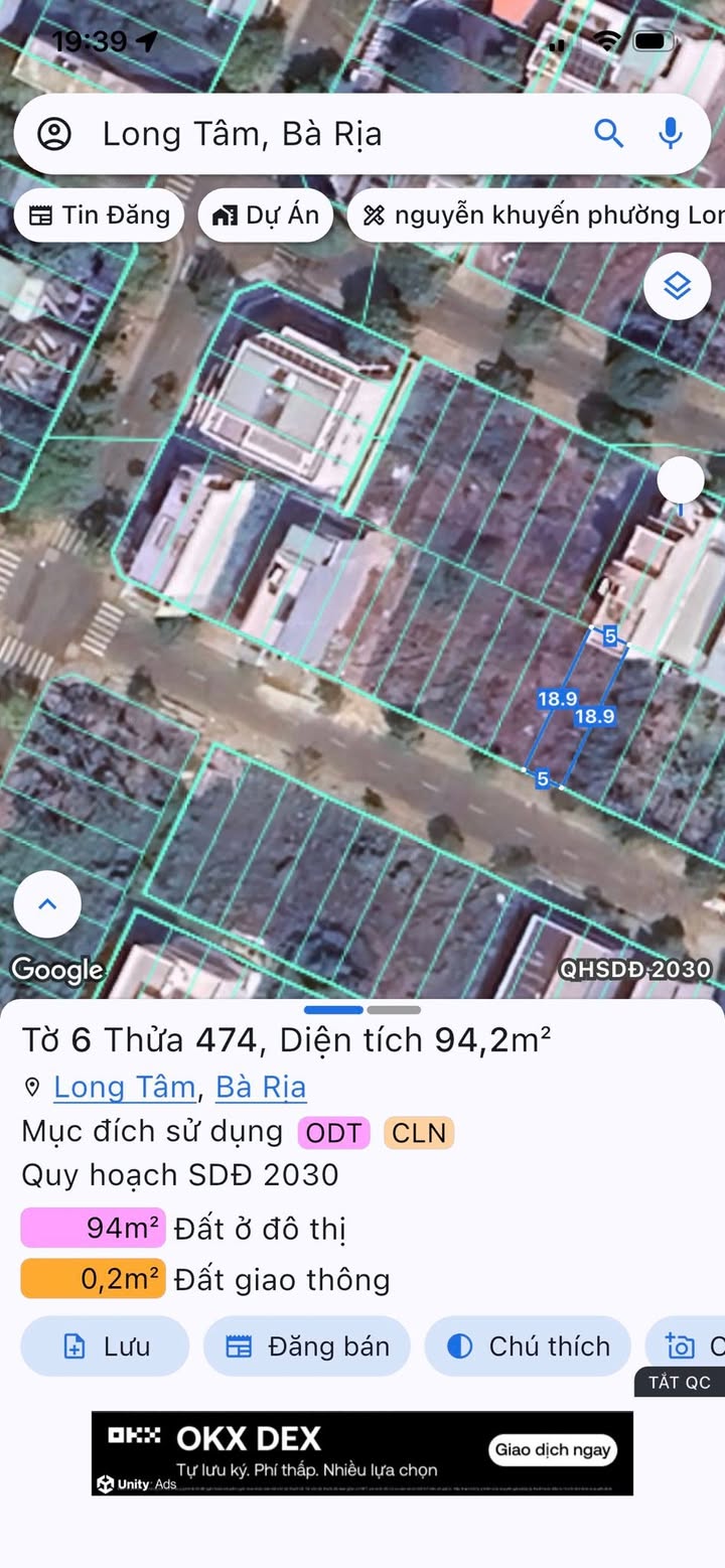 Đất thổ cư phường Long Tâm Bà Rịa 94m² giá 2.38 tỷ - Đầu tư sinh lời ngay!