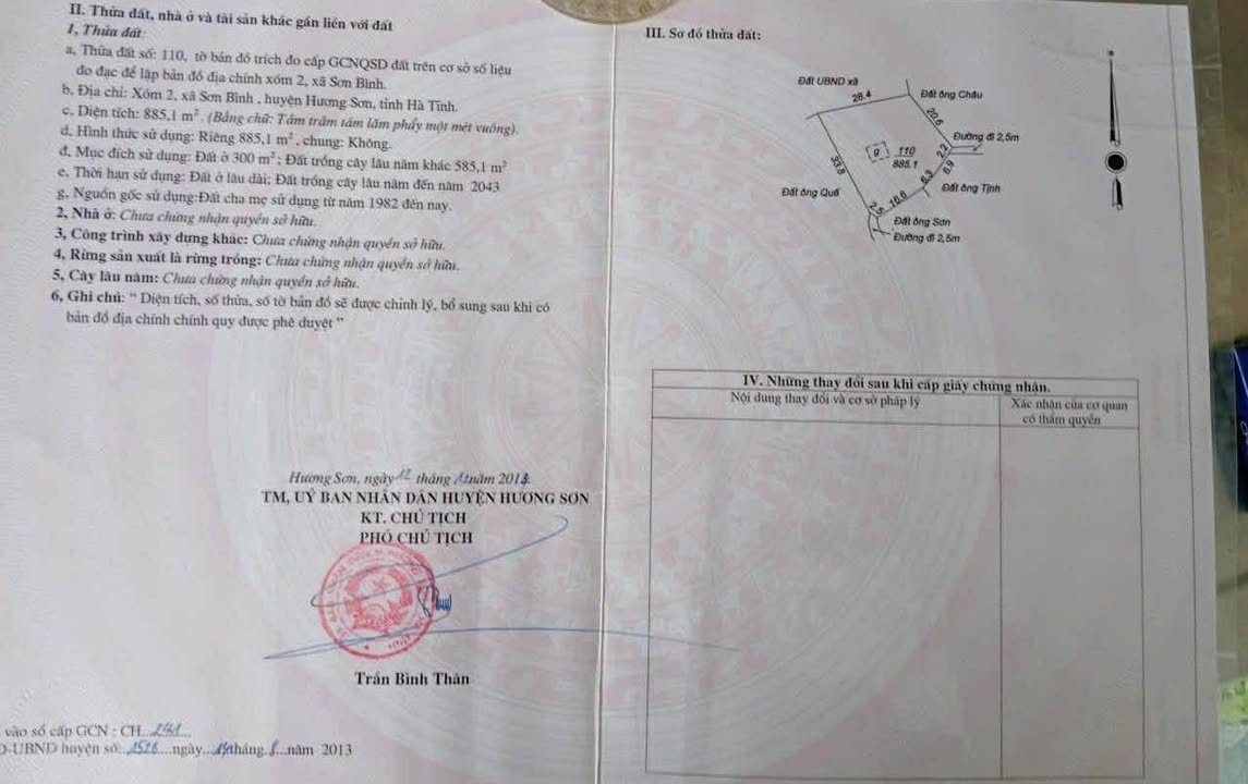 Đất nền Sơn Bình Hương Sơn 800m² giá 300 triệu - Đầu tư sinh lời ngay!