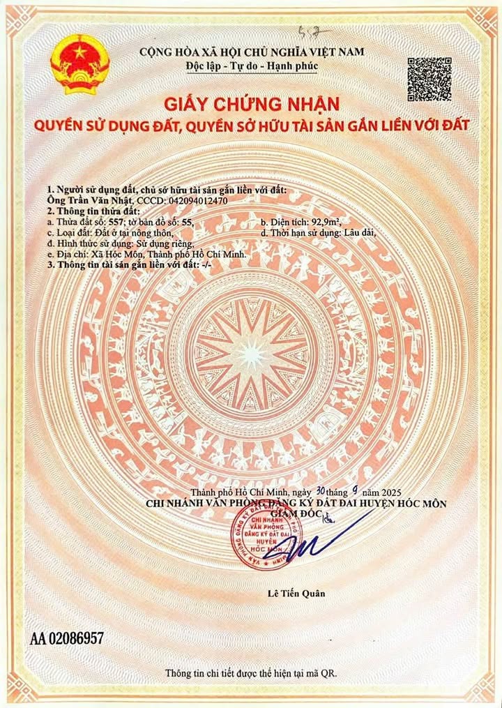 Đất thổ cư mặt tiền Đặng Thị Thanh, Tân Hiệp 100m² giá 4.3 tỷ - Cơ hội đầu tư hấp dẫn!