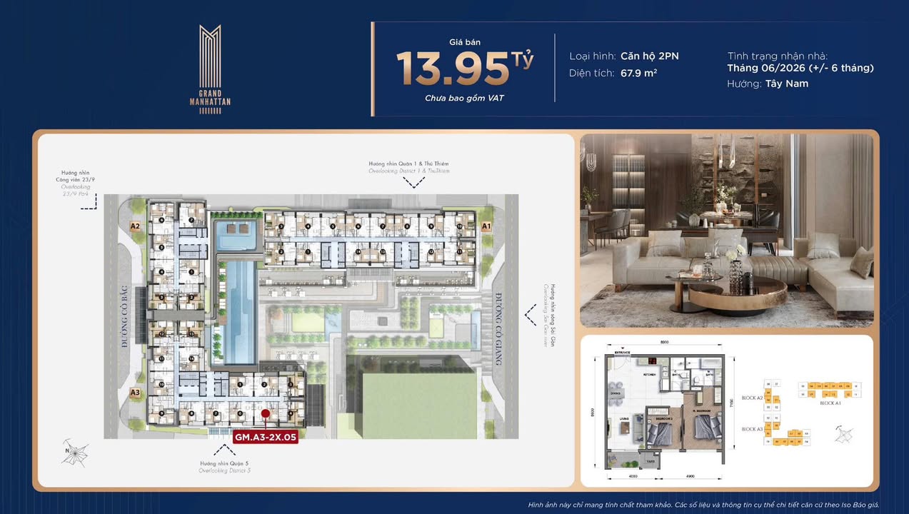 Căn hộ The Grand Manhattan Quận 1 67.9m² giá 13.95 tỷ - Sở hữu ngay không gian sống đẳng cấp!