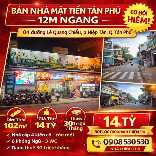 Nhà mặt tiền đường Lê Quang Chiểu, quận Tân Phú 102m² giá 14 tỷ - Cơ hội đầu tư sinh lời!