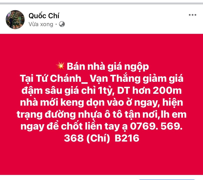Nhà Vạn Thắng 200m² giá 1 tỷ - Dọn vào ở ngay!