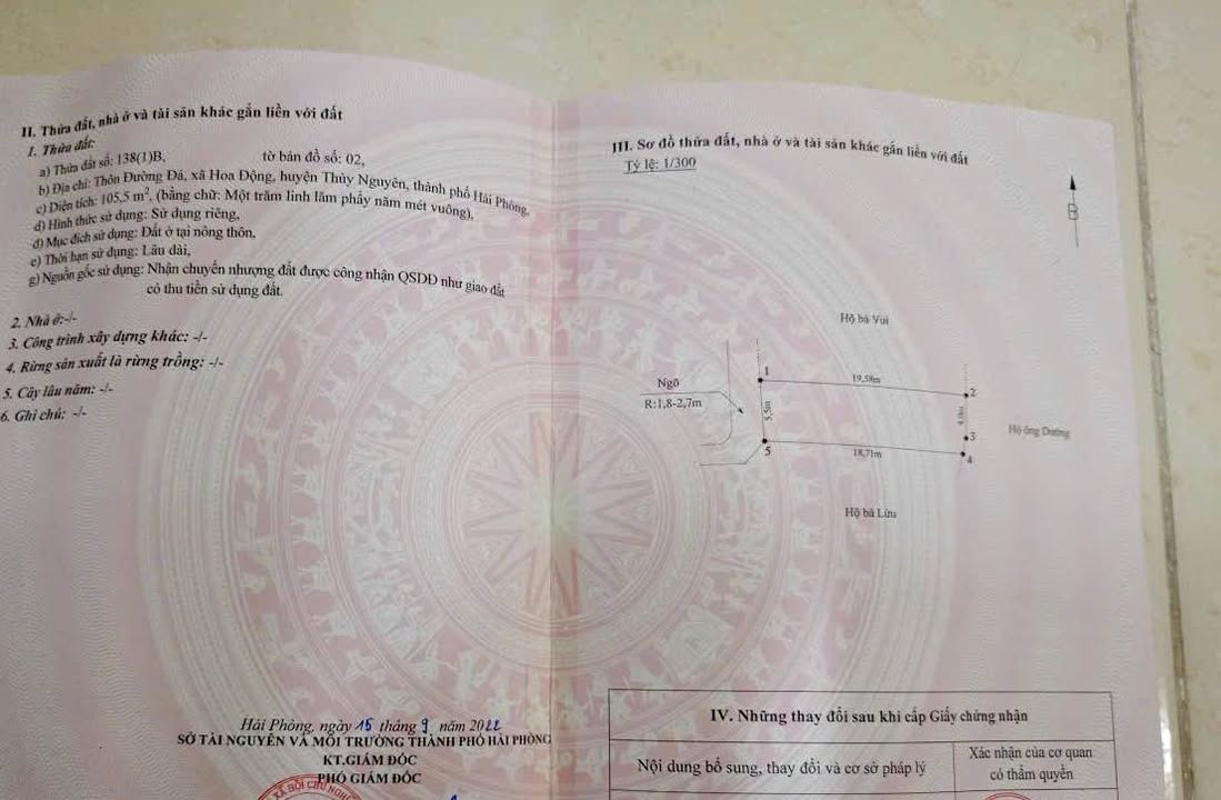 Đất nền Hoa Động, Thủy Nguyên 105m² chỉ 1.75 tỷ - Tiềm năng tăng giá cực tốt!