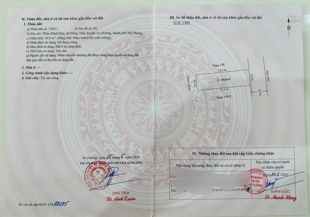 Nhà 3 tầng ngõ thông tại Minh Kha, An Dương 54m² giá 2.5 tỷ - Cơ hội đầu tư sinh lời!