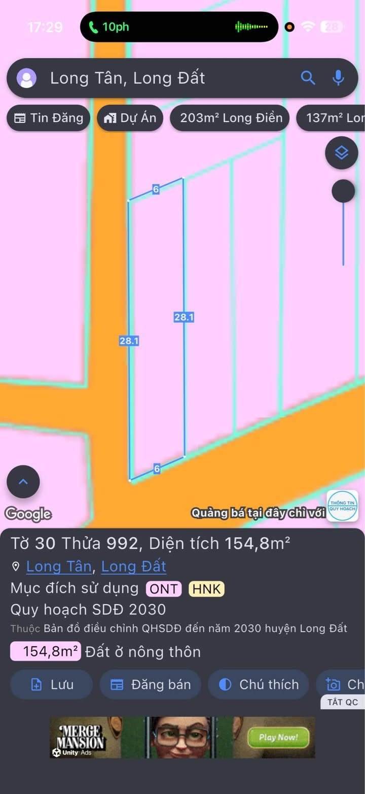 Đất thổ cư 168m² tại Long Tân, Đất Đỏ - Giá chỉ 850 triệu, đầu tư sinh lời!