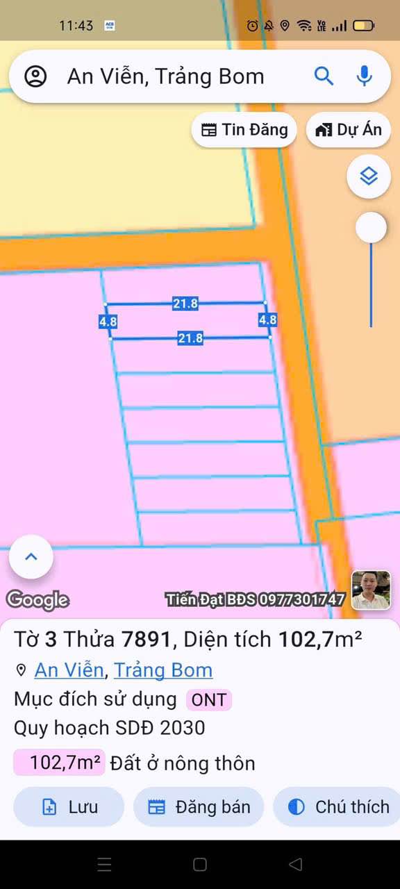 Đất thổ cư An Viễn Trảng Bom 100m² giá 979 triệu - Sổ đỏ chính chủ!