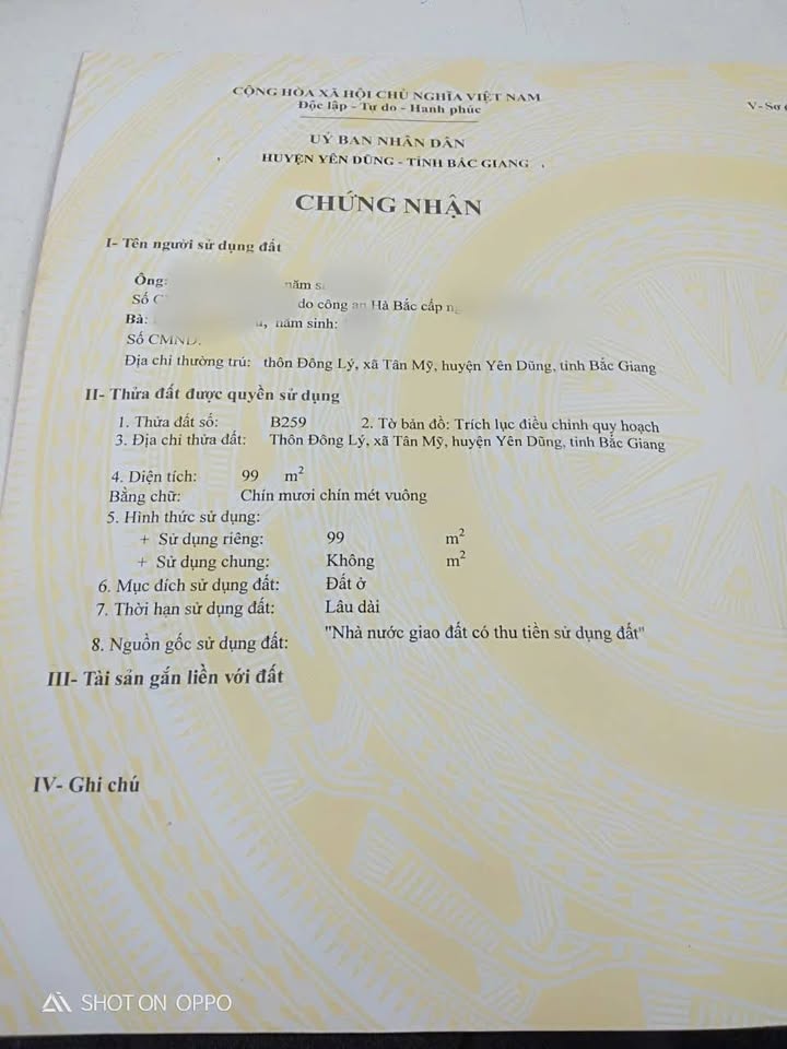 Lô đất Phường Tân Mỹ - Bắc Giang 99m² giá chỉ 3.7 tỷ - Đầu tư sinh lời cao!