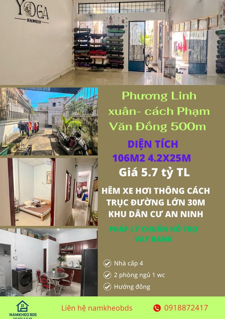 Nhà phố Linh Xuân, Thủ Đức 105m² giá 5.7 tỷ - Ô tô vào tận nhà!