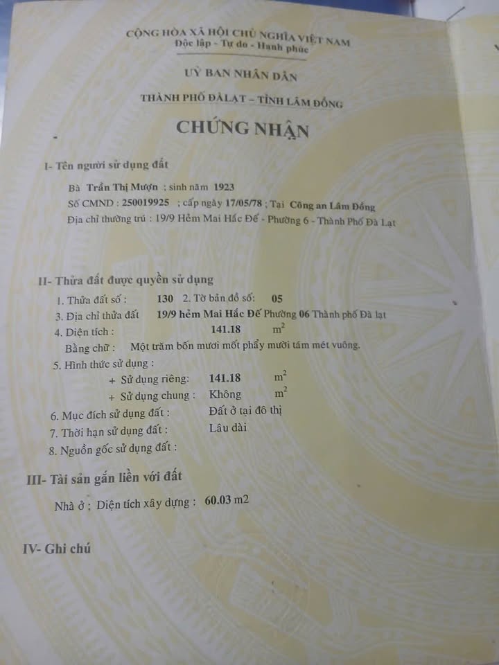 Đất xây dựng tại đường Mai Hắc Đế, phường Cam Ly, Đà Lạt 100m² - Giá 5 tỷ thương lượng chính chủ!