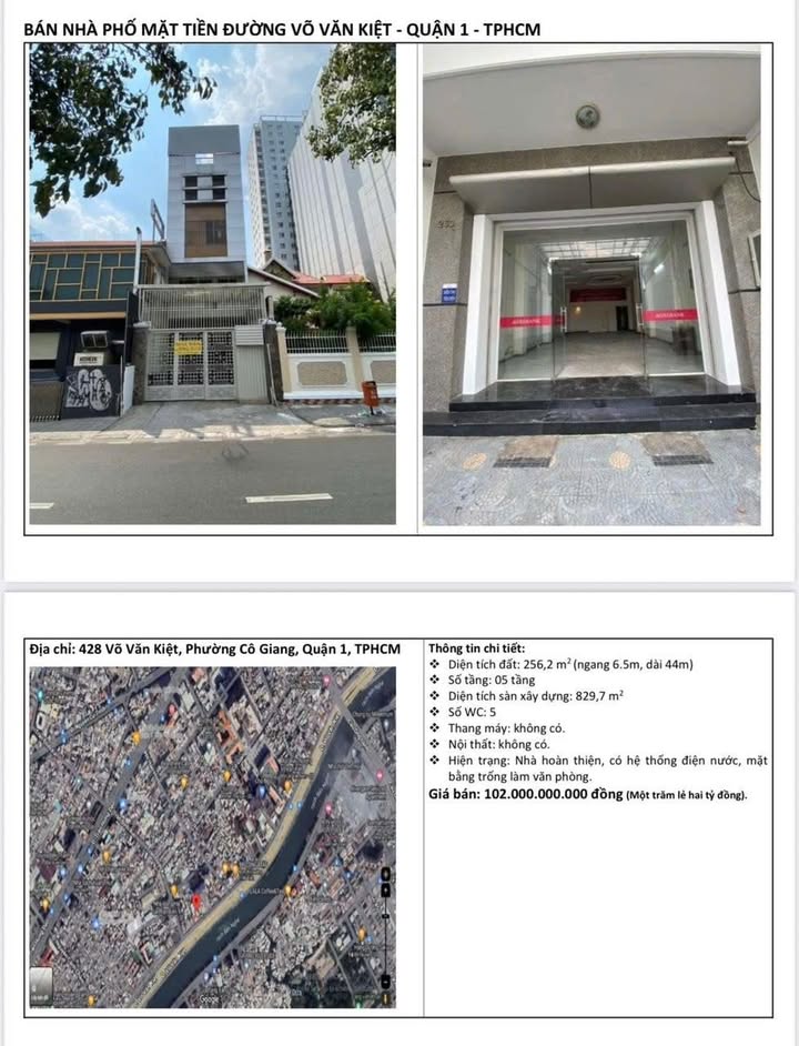 Đất vàng Võ Văn Kiệt, Quận 1, 256.2m² giá 102 tỷ - Cơ hội đầu tư tuyệt vời!