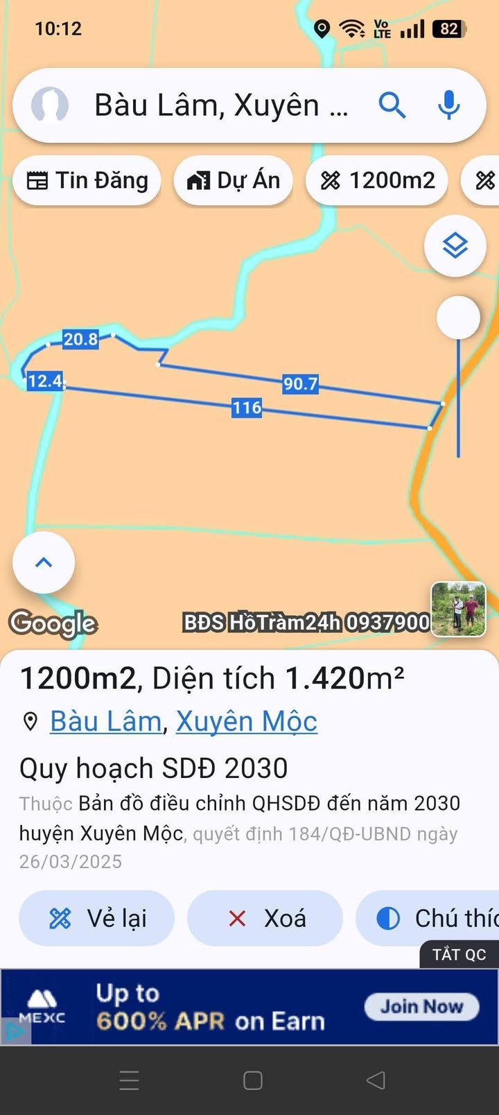 Đất vườn Bàu Lâm, Xuyên Mộc 1200m² chỉ 500 triệu - Cơ hội đầu tư tuyệt vời!