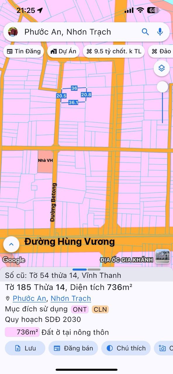 Đất nền 736m² xã Vĩnh Thanh, Nhơn Trạch - Giá siêu tốt, vị trí đắc địa!