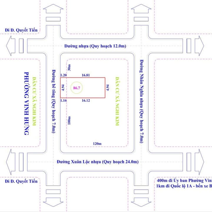 Đất nền Nghi Kim Vinh 86m² giá 2.4 tỷ - Hướng Tây thoáng mát!
