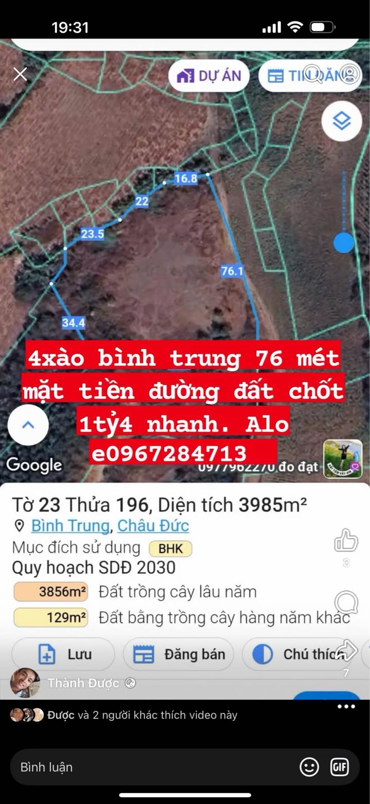 Đất Bình Trung 4xào giá 1.4 tỷ - Chính chủ bán gấp!