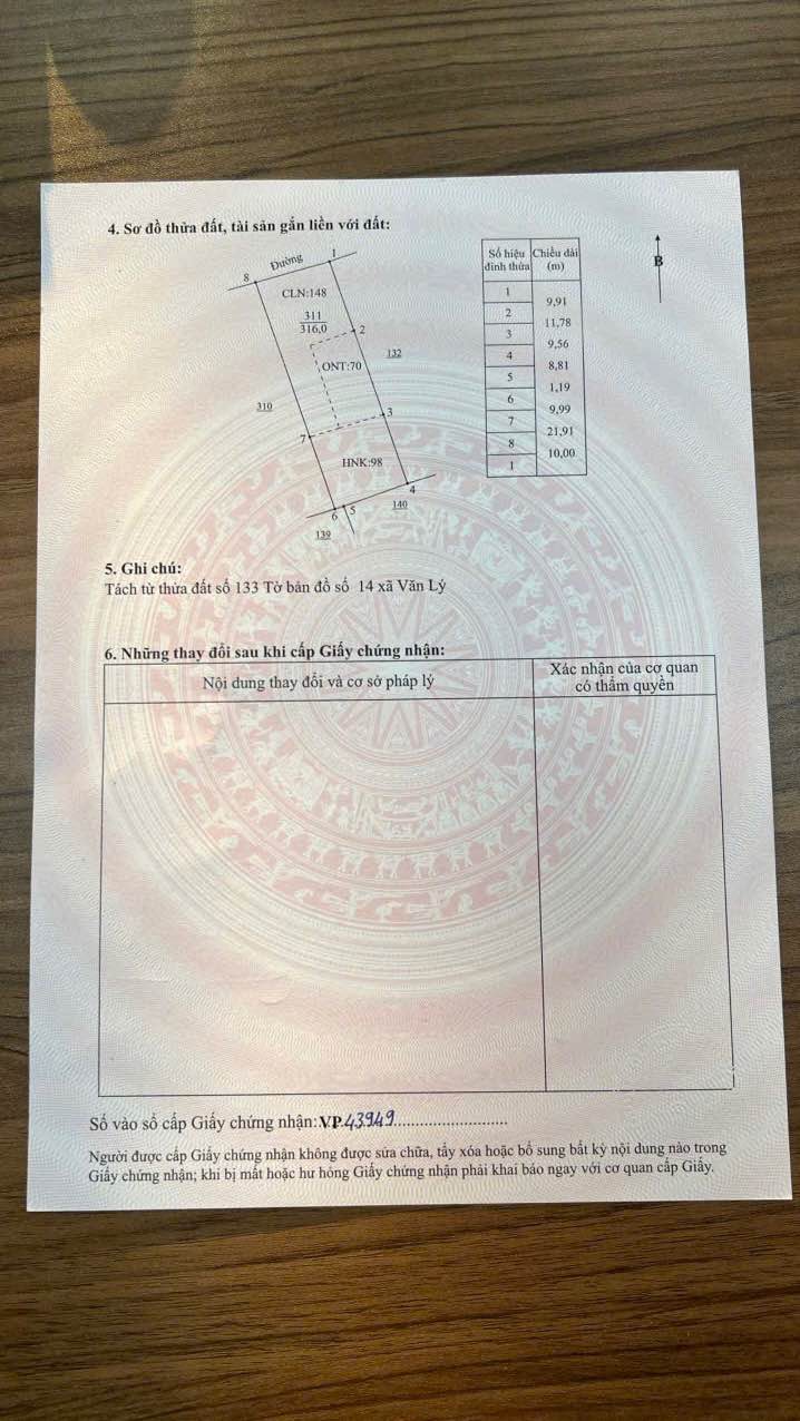 Đất nền Lý Nhân 316m² giá 2.2 tỷ - Đầu tư sinh lời ngay hôm nay!