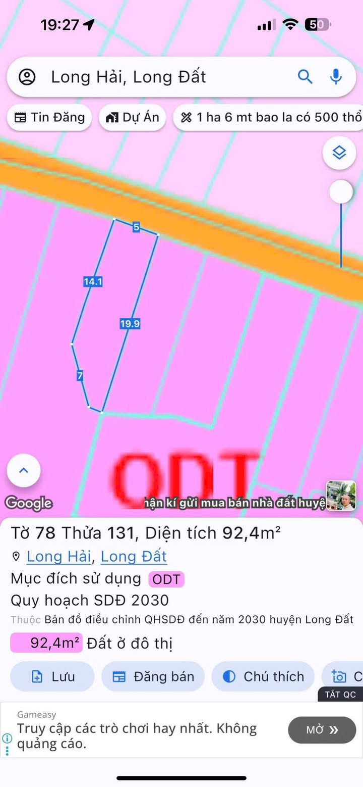 Đất Long Hải 92m² giá 1 tỷ - Cơ hội đầu tư hấp dẫn!