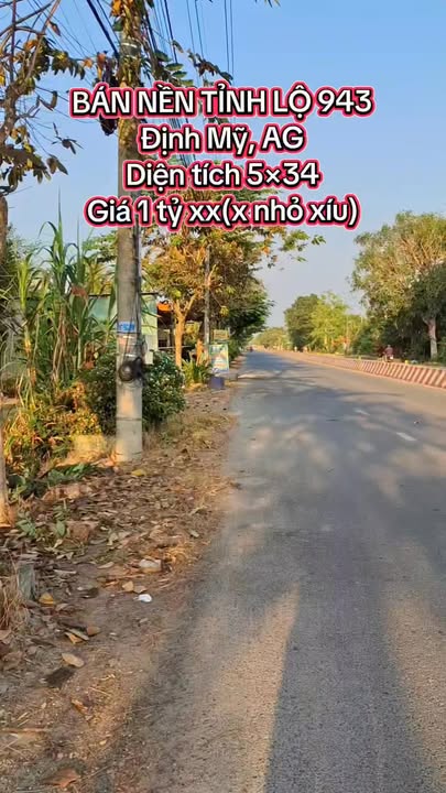Đất nền Tỉnh Lộ 943, Định Mỹ, Thoại Sơn - Diện tích 170m², giá chỉ 1 tỷ!