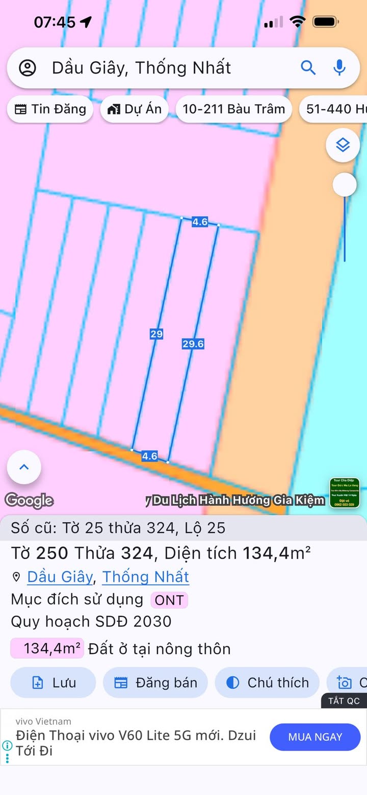 Đất nền thổ cư Dầu Giây 134m² giá 800 triệu - Cần bán gấp!