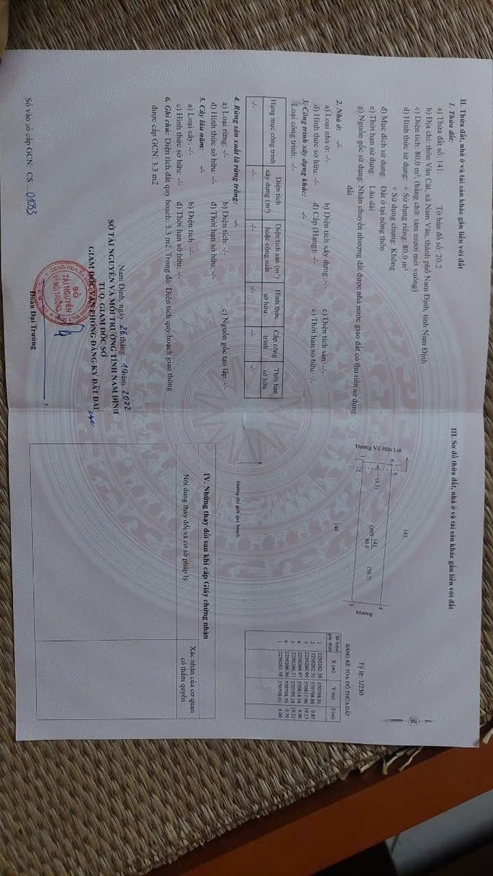 Đất nền mặt đường Vũ Hữu Lợi, Nam Định 80m² giá 3 tỷ - Kinh doanh sầm uất!