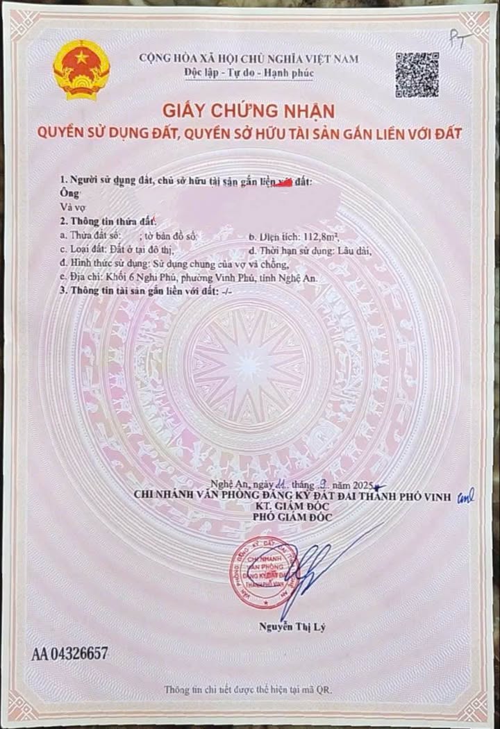 Đất Nền Khu Phố 6, Nghi Phú, Vinh 112,8m² giá 4,48 tỷ - Cơ hội đầu tư hấp dẫn!