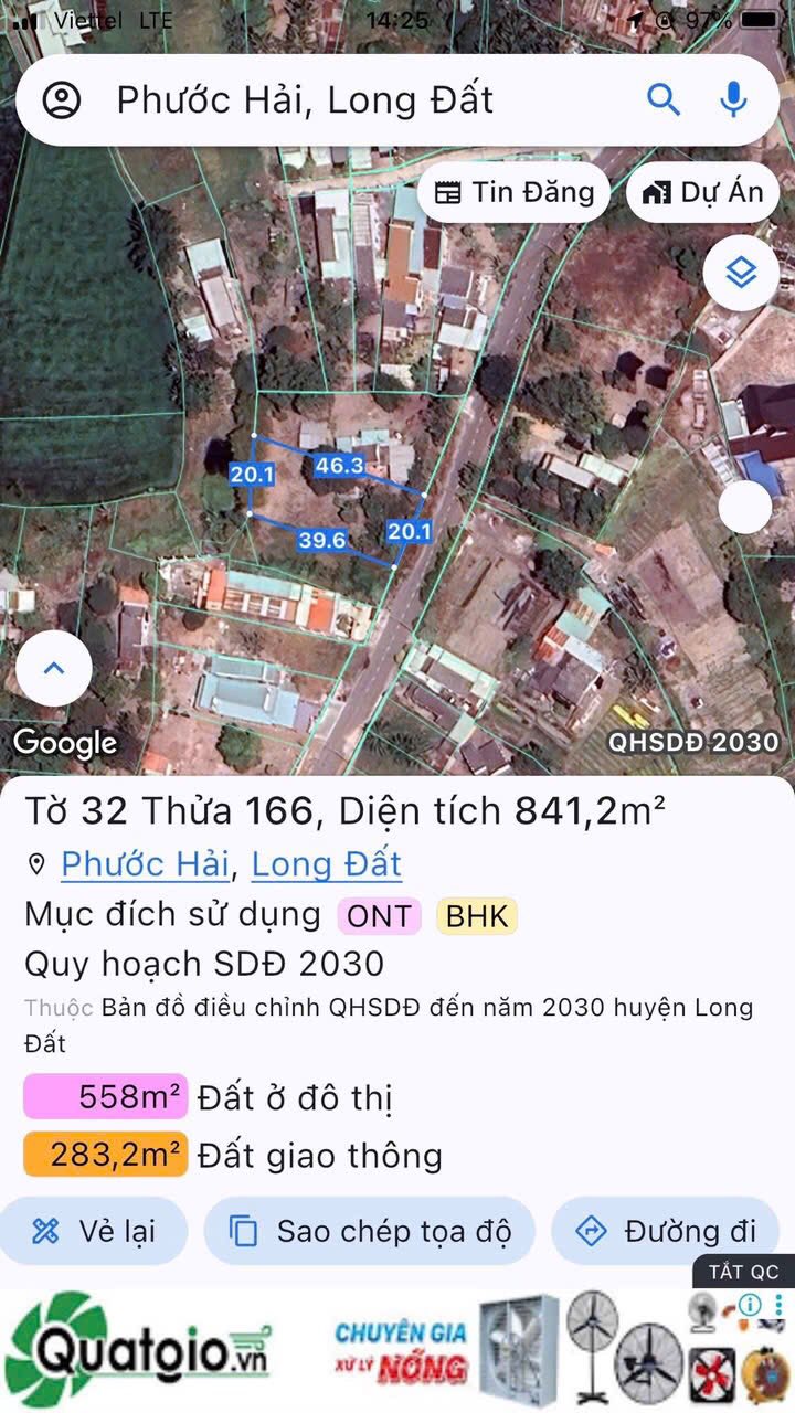 Đất nền góc 2 mặt tiền Phước Hải 840m² giá 3.499 tỷ - Cơ hội đầu tư tuyệt vời!