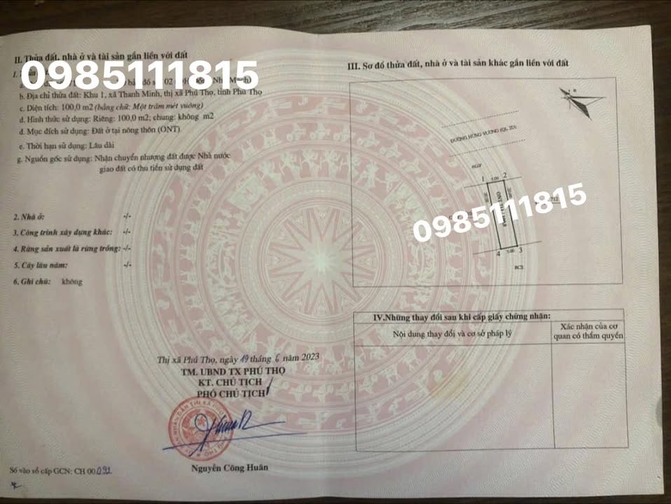 Đất mặt đường Hùng Vương, Phú Thọ 100m² - Cơ hội đầu tư vàng!